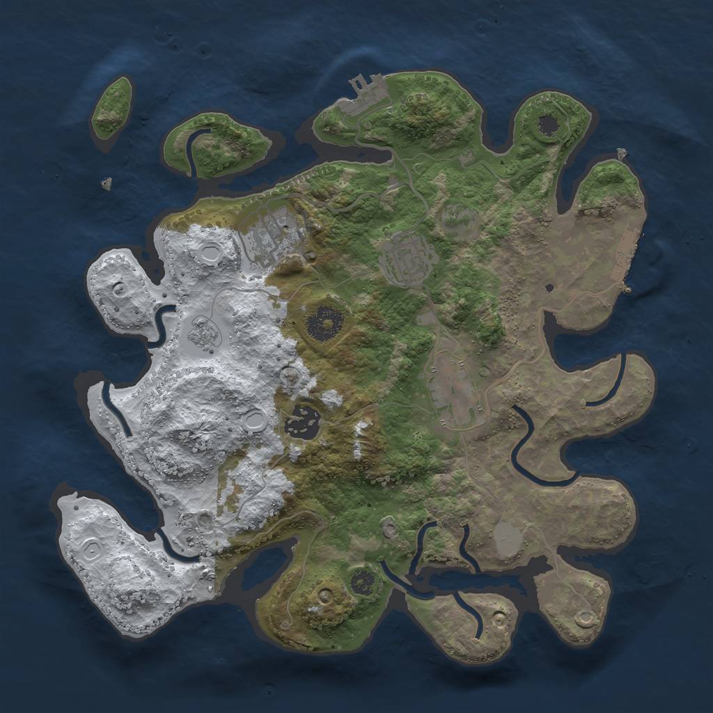 Rust Map: Procedural Map, Size: 3000, Seed: 1866585973, 12 Monuments