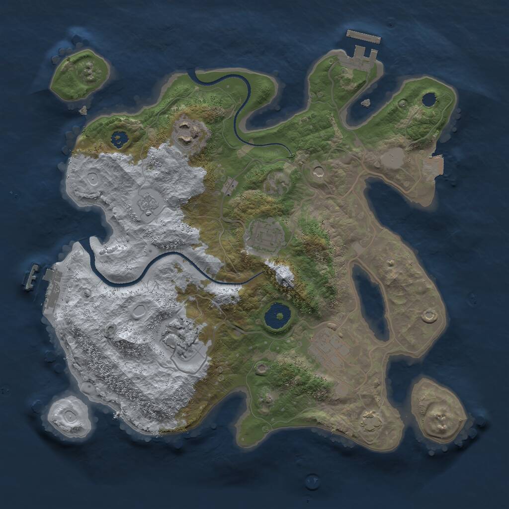 Rust Map: Procedural Map, Size: 3000, Seed: 56518, 10 Monuments