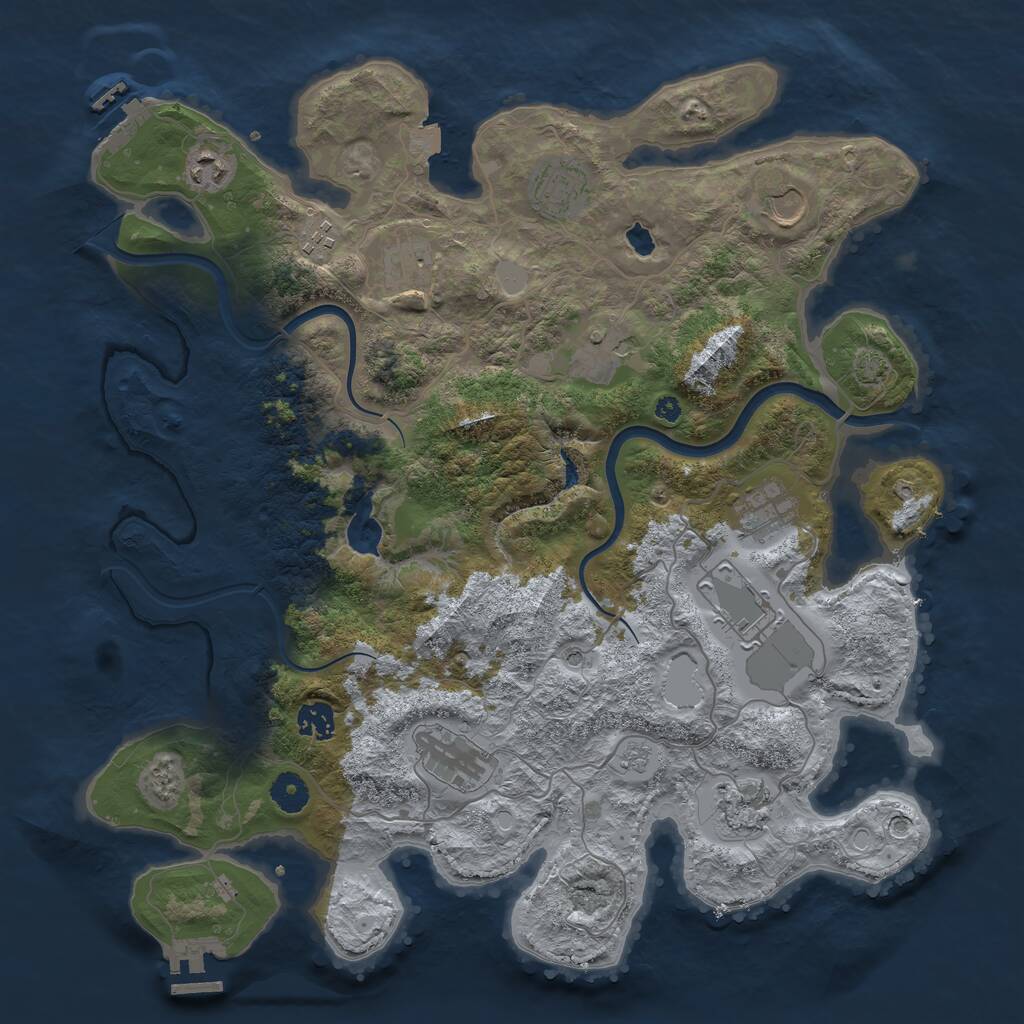 Rust Map: Procedural Map, Size: 4000, Seed: 939762982, 17 Monuments