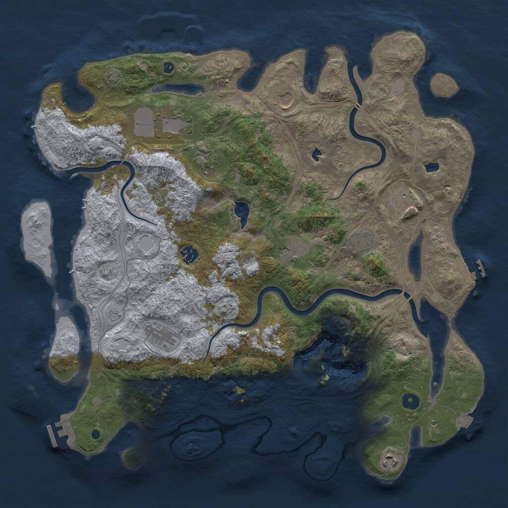 Rust Map: Procedural Map, Size: 4500, Seed: 1202086196, 16 Monuments