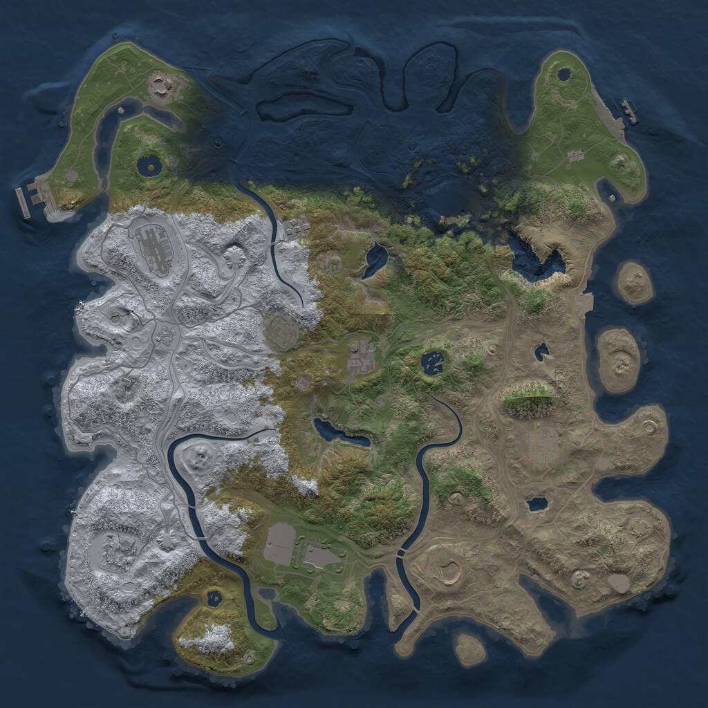 Rust Map: Procedural Map, Size: 4500, Seed: 138256541, 17 Monuments