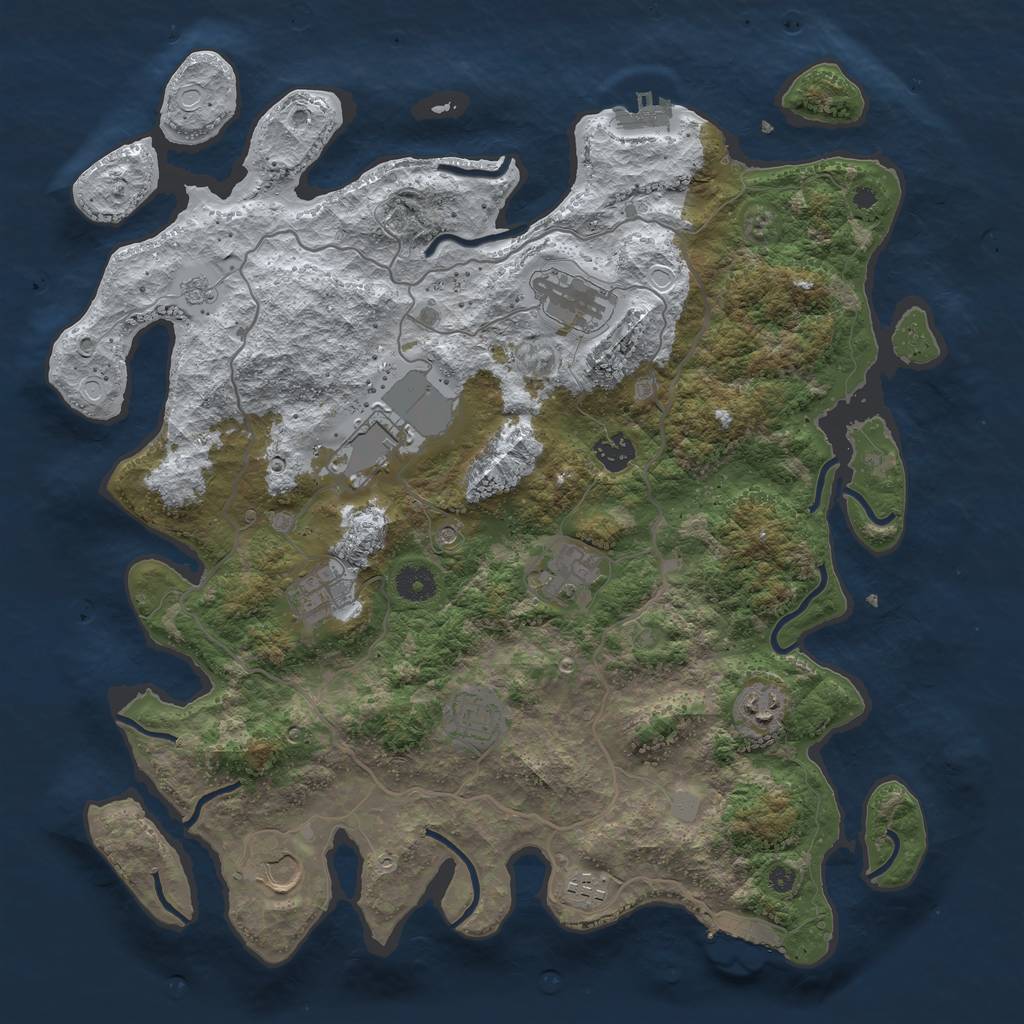 Rust Map: Procedural Map, Size: 4000, Seed: 619252, 18 Monuments