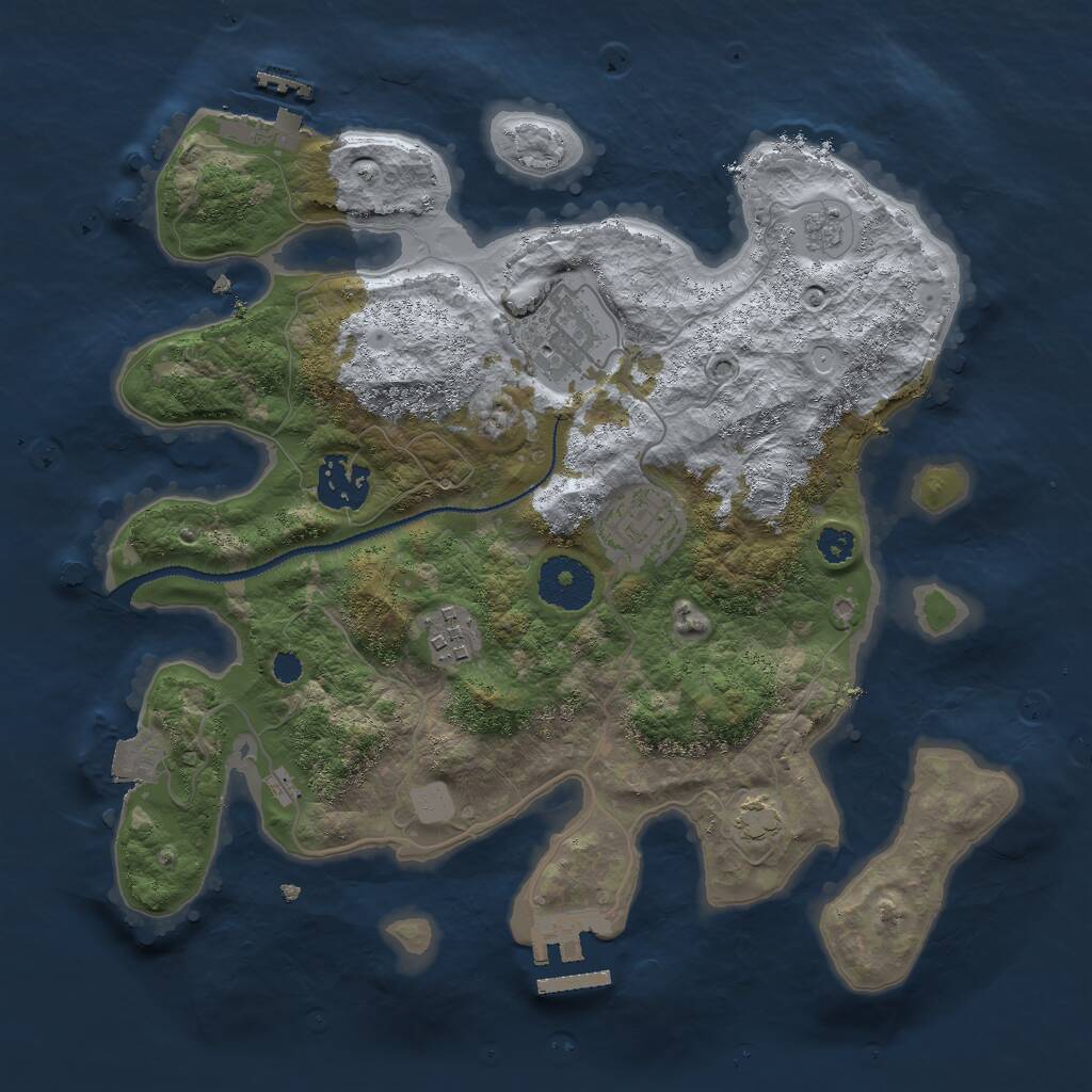 Rust Map: Procedural Map, Size: 3000, Seed: 43382, 9 Monuments