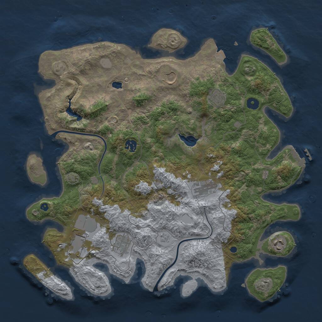Rust Map: Procedural Map, Size: 4000, Seed: 655584, 11 Monuments