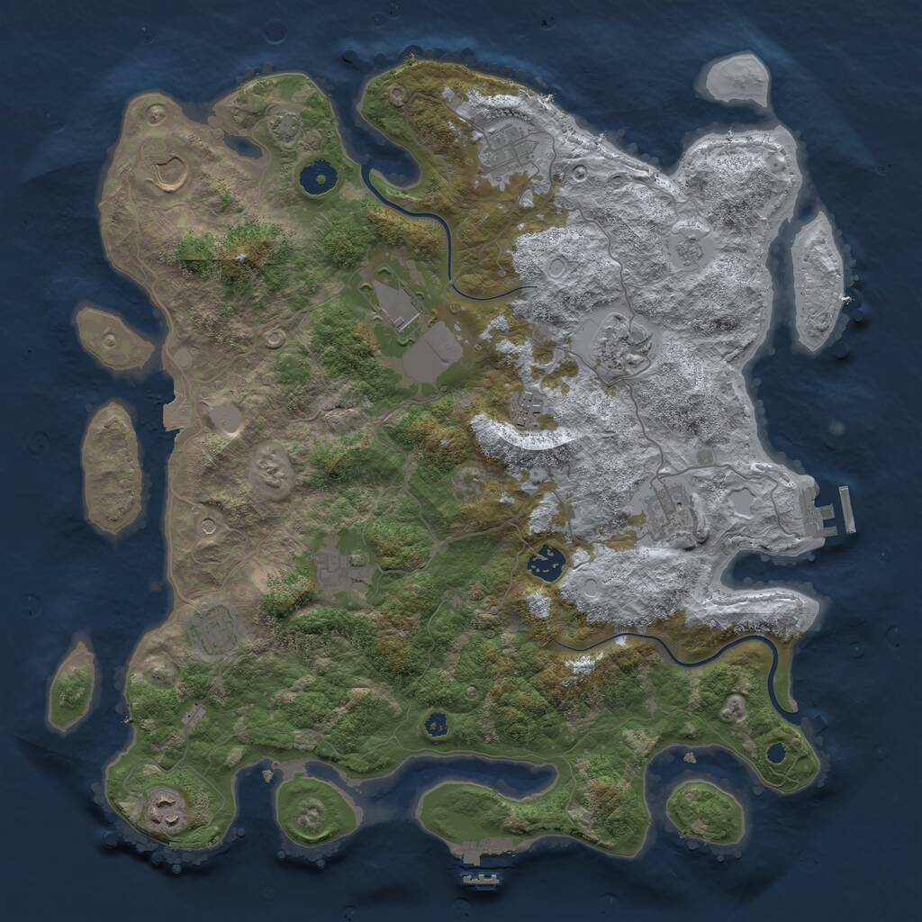 Rust Map: Procedural Map, Size: 3950, Seed: 1364490655, 16 Monuments