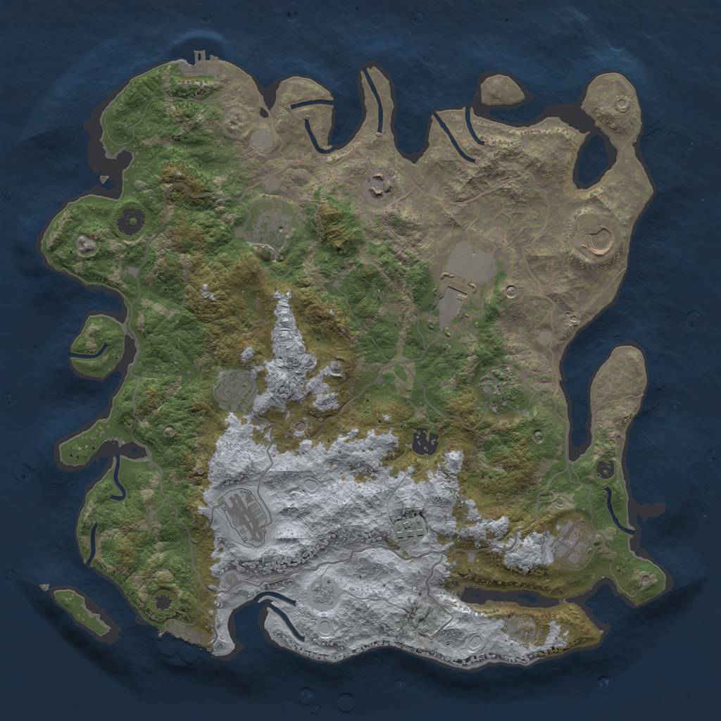 Rust Map: Procedural Map, Size: 4000, Seed: 186931, 19 Monuments