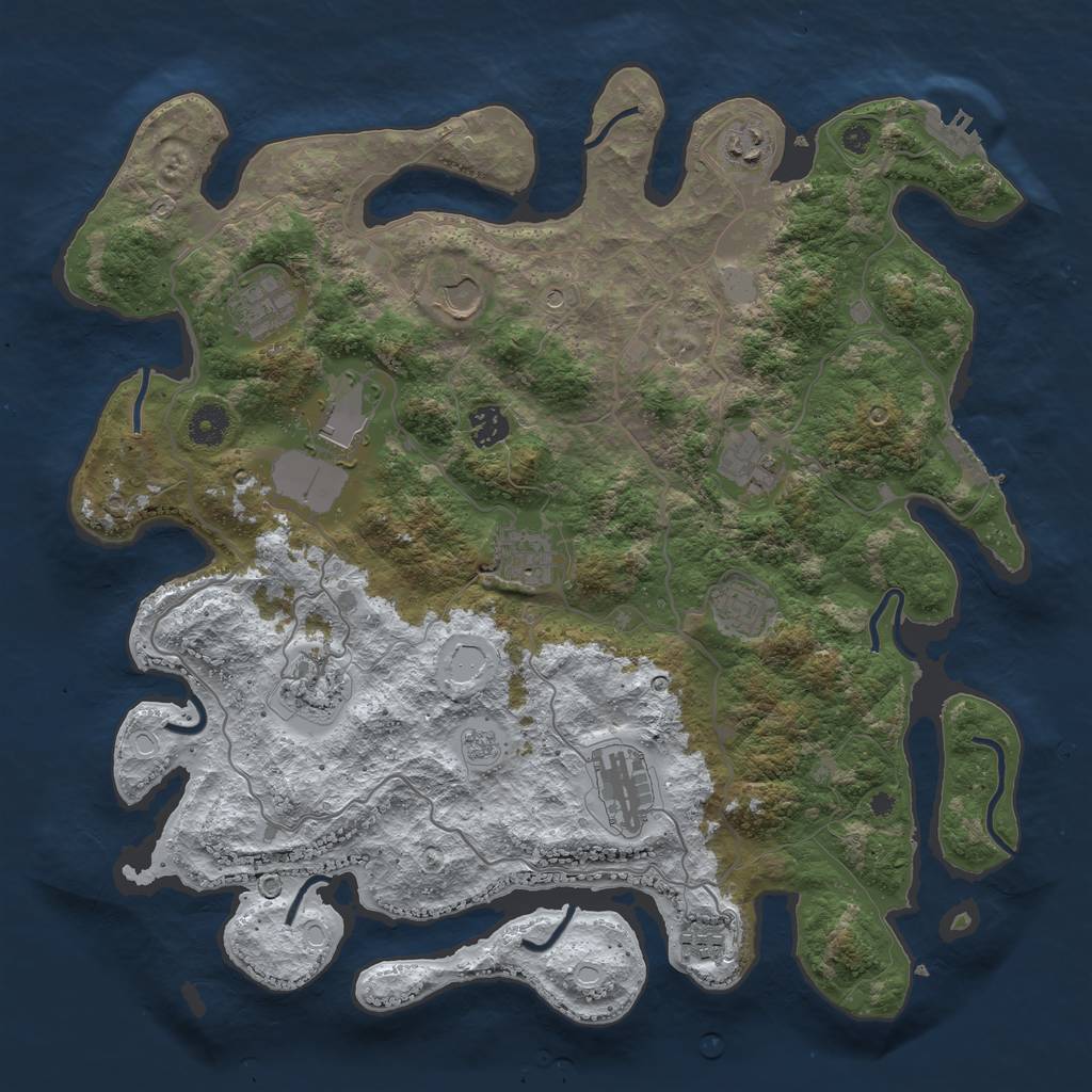Rust Map: Procedural Map, Size: 4000, Seed: 416742, 20 Monuments