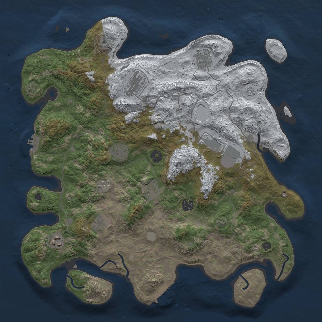 Rust Map: Procedural Map, Size: 4000, Seed: 6845328, 18 Monuments