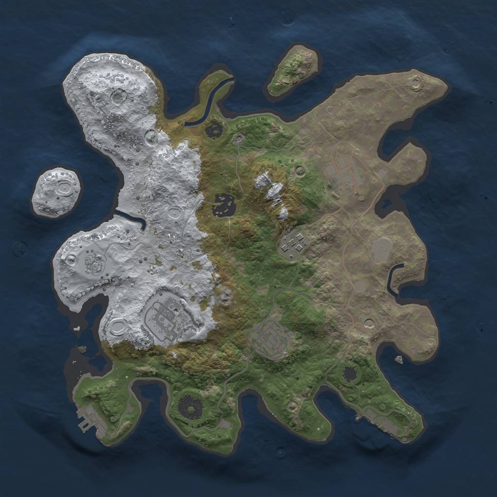 Rust Map: Procedural Map, Size: 3000, Seed: 55534083, 14 Monuments