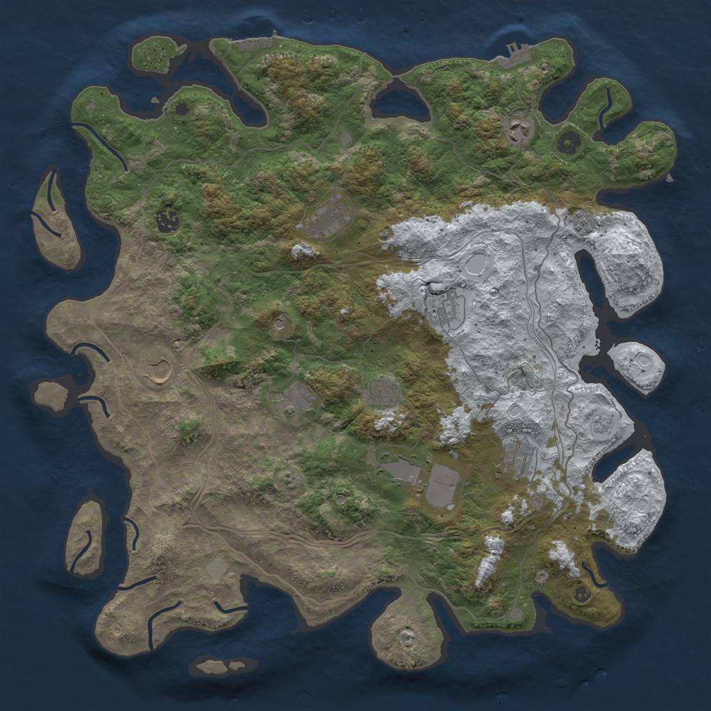 Rust Map: Procedural Map, Size: 4500, Seed: 814545, 19 Monuments