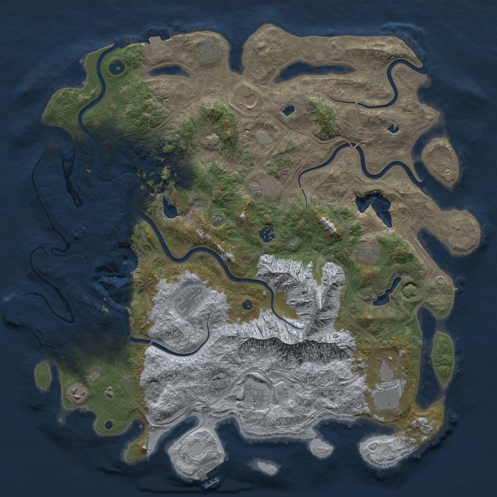 Rust Map: Procedural Map, Size: 5000, Seed: 807547669, 16 Monuments