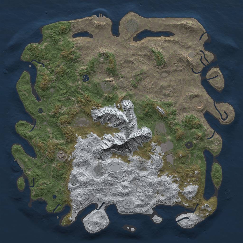 Rust Map: Procedural Map, Size: 5000, Seed: 807547669, 20 Monuments