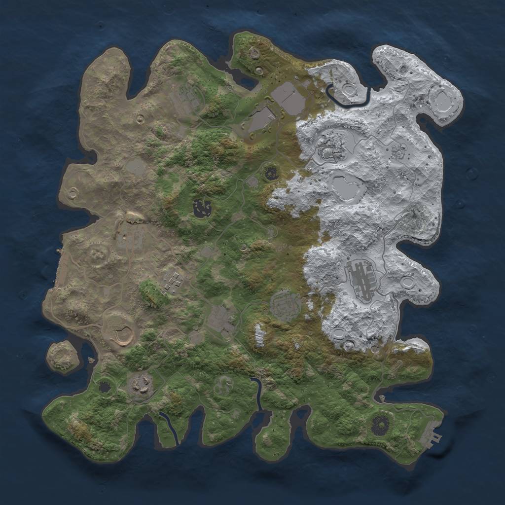 Rust Map: Procedural Map, Size: 3850, Seed: 1045683826, 20 Monuments