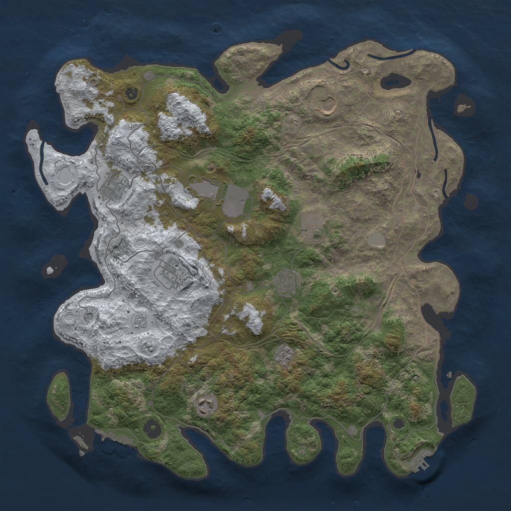 Rust Map: Procedural Map, Size: 4250, Seed: 1885449881, 17 Monuments