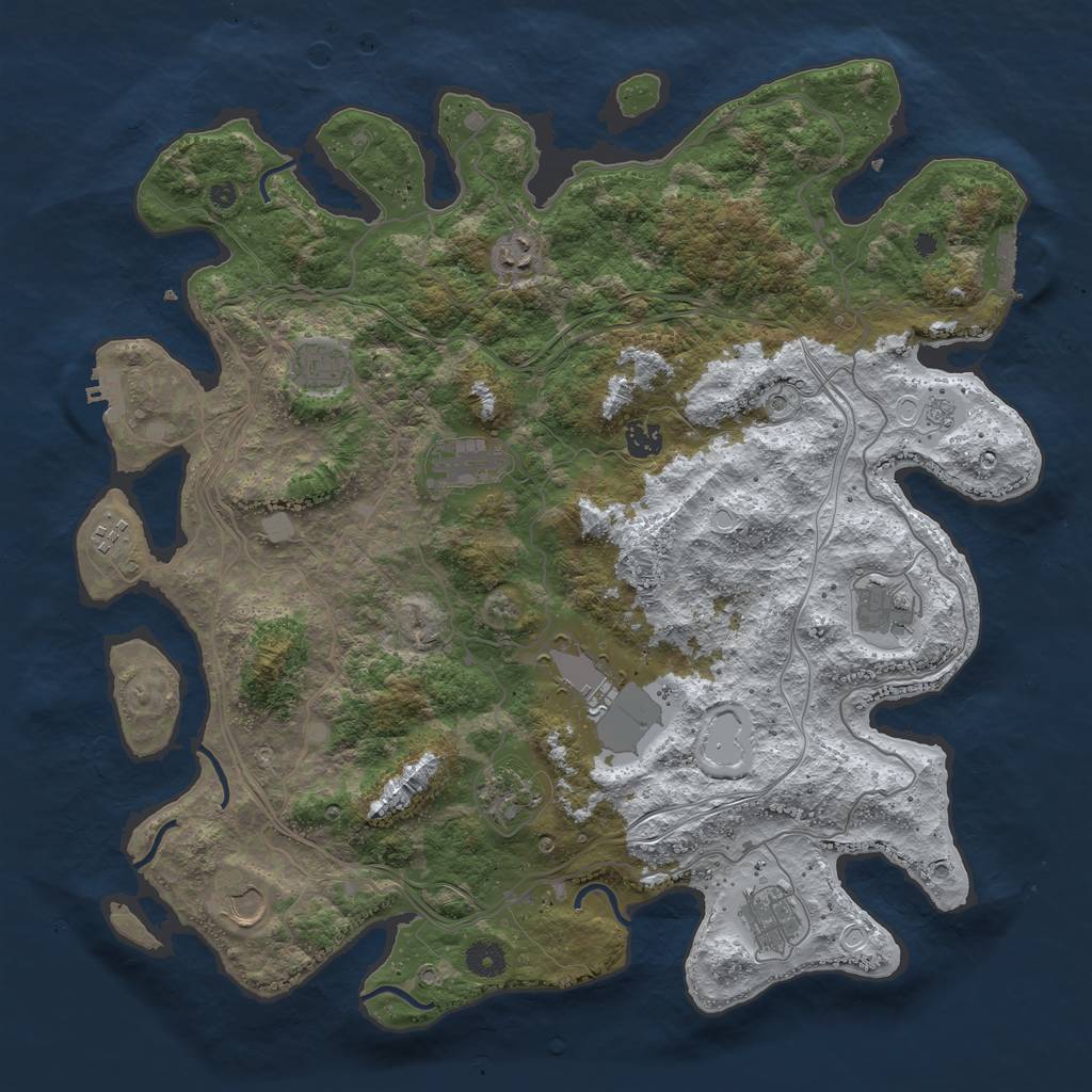 Rust Map: Procedural Map, Size: 4250, Seed: 714871500, 19 Monuments