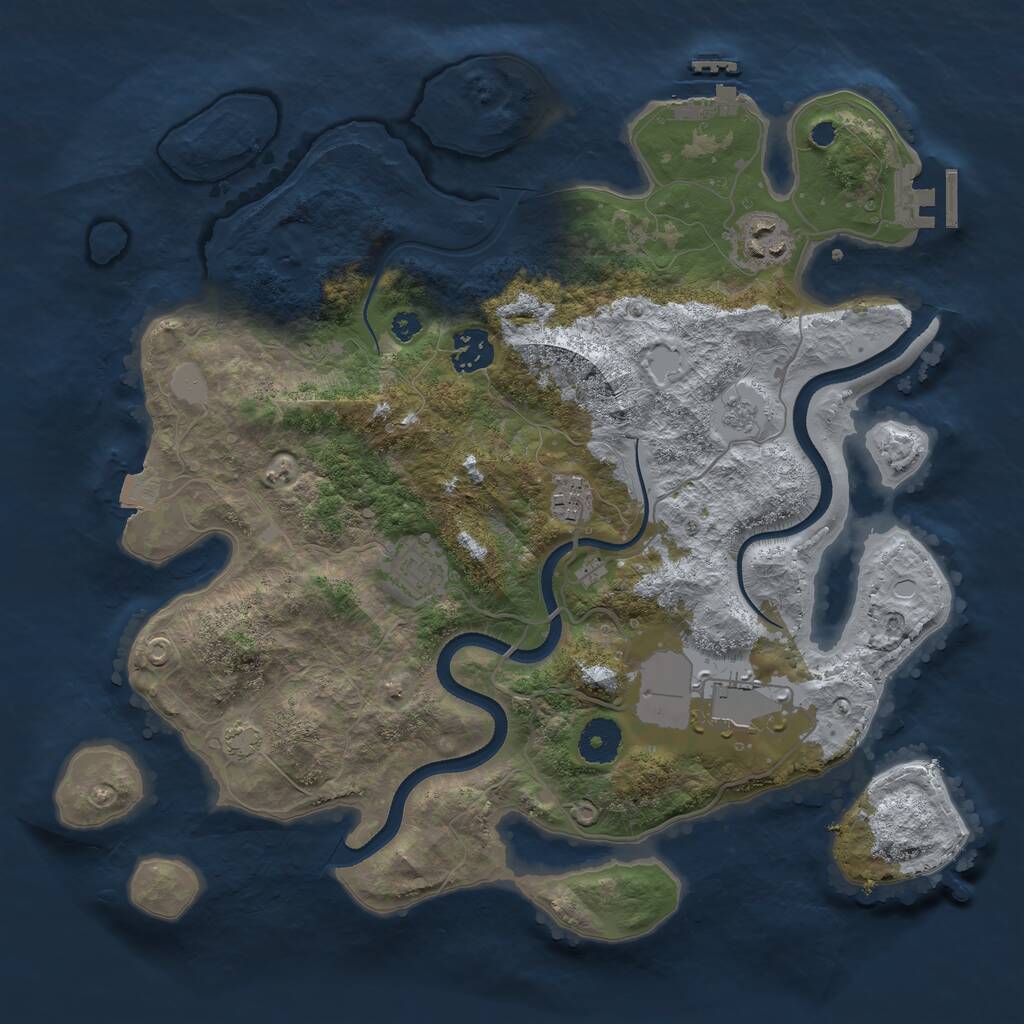Rust Map: Procedural Map, Size: 3500, Seed: 4875260, 10 Monuments