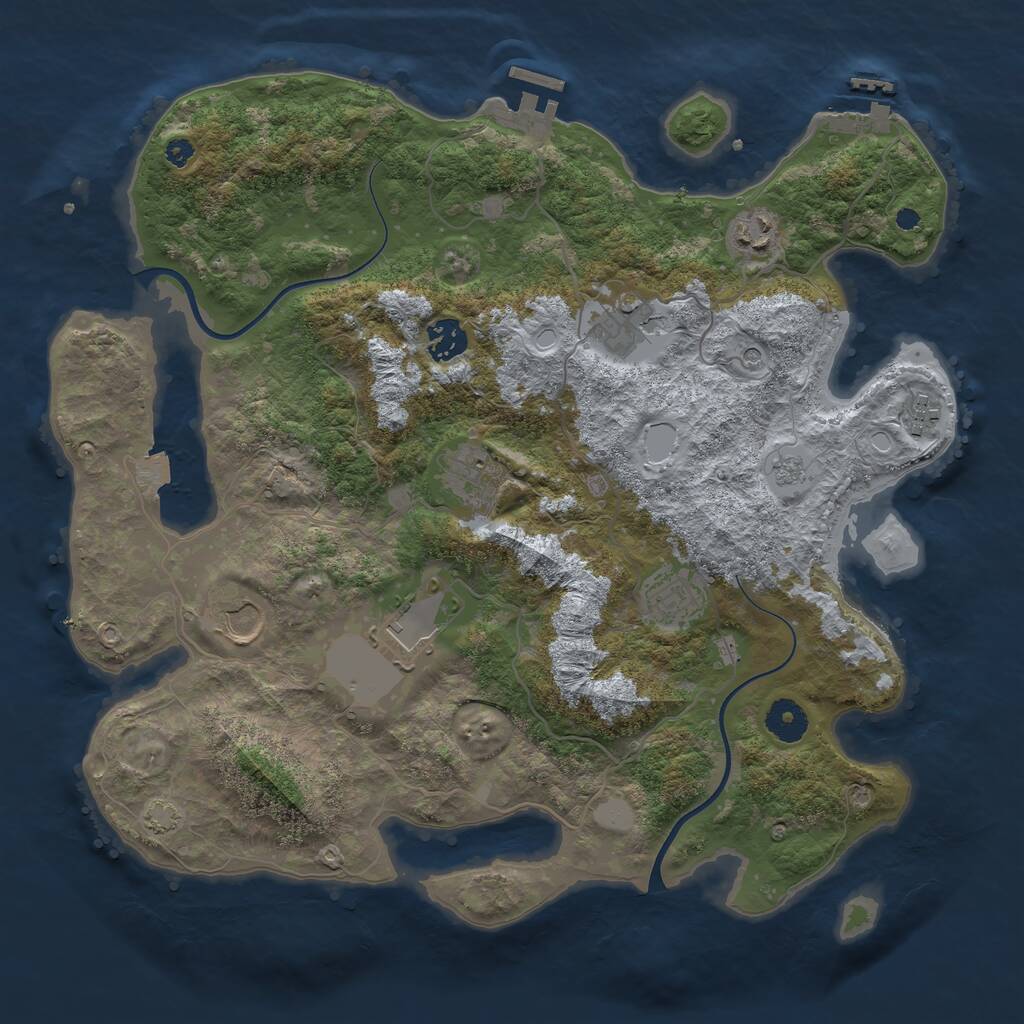 Rust Map: Procedural Map, Size: 3700, Seed: 250462327, 14 Monuments