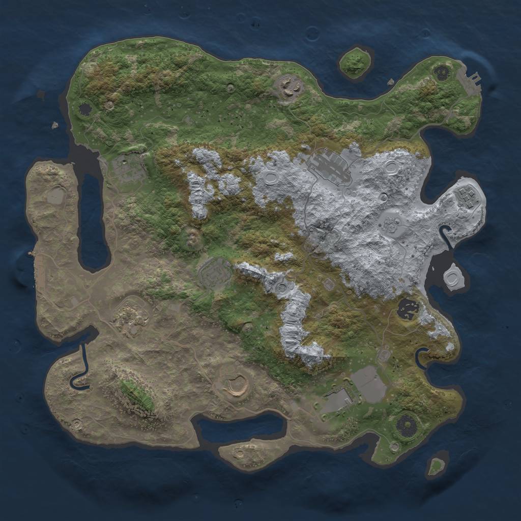 Rust Map: Procedural Map, Size: 3700, Seed: 250462327, 16 Monuments