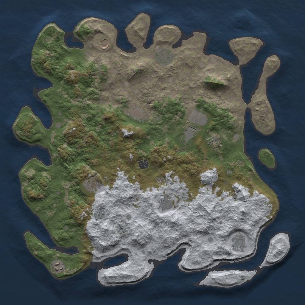 Rust Map: Barren, Size: 4500, Seed: 1367605918, 14 Monuments