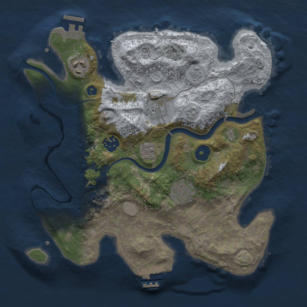 Rust Map: Procedural Map, Size: 3000, Seed: 2080453332, 11 Monuments