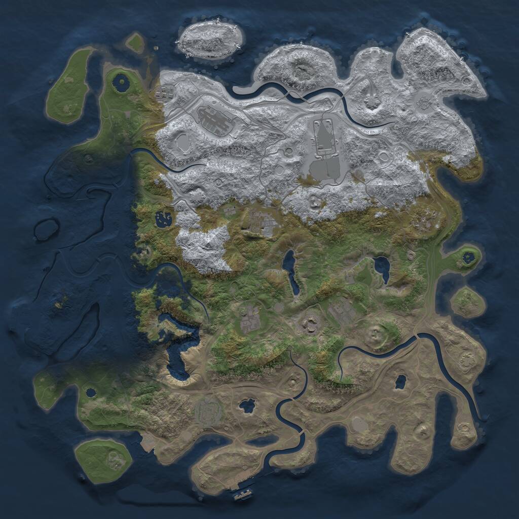 Rust Map: Procedural Map, Size: 4500, Seed: 1706984428, 16 Monuments