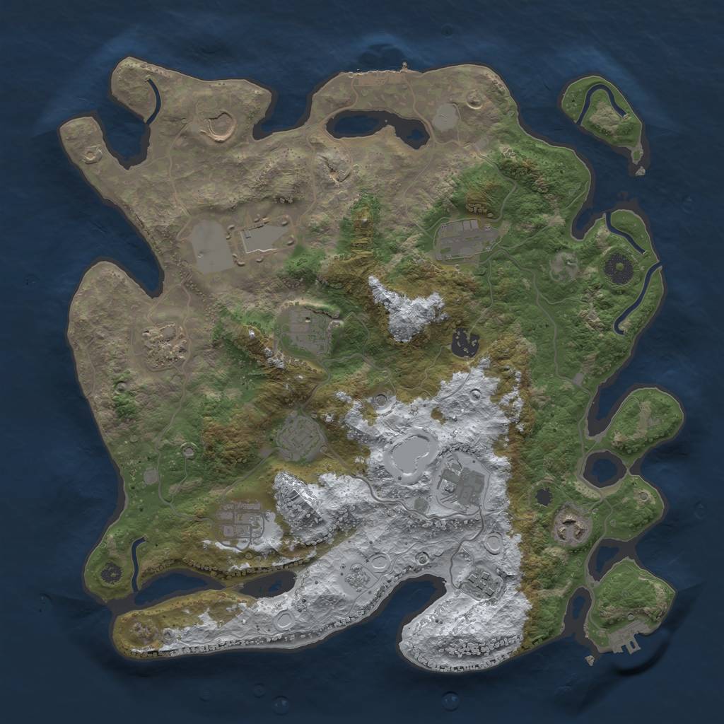 Rust Map: Procedural Map, Size: 3700, Seed: 1697364102, 20 Monuments