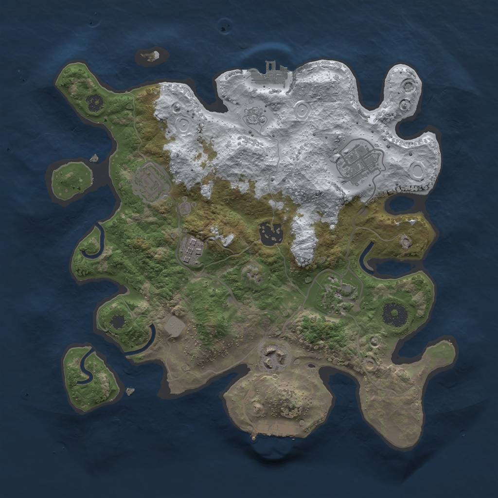 Rust Map: Procedural Map, Size: 3000, Seed: 1475534378, 14 Monuments