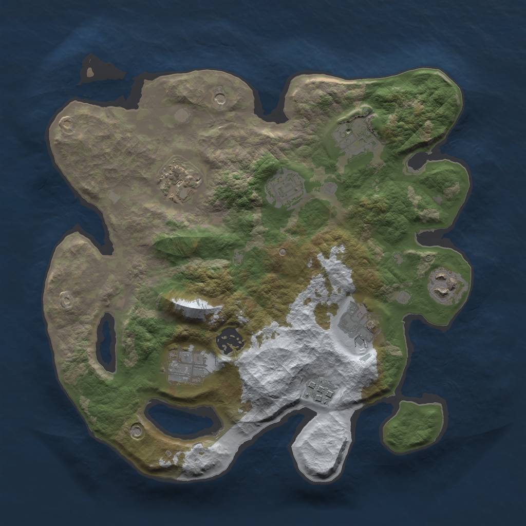 Rust Map: Barren, Size: 3000, Seed: 359363974, 11 Monuments