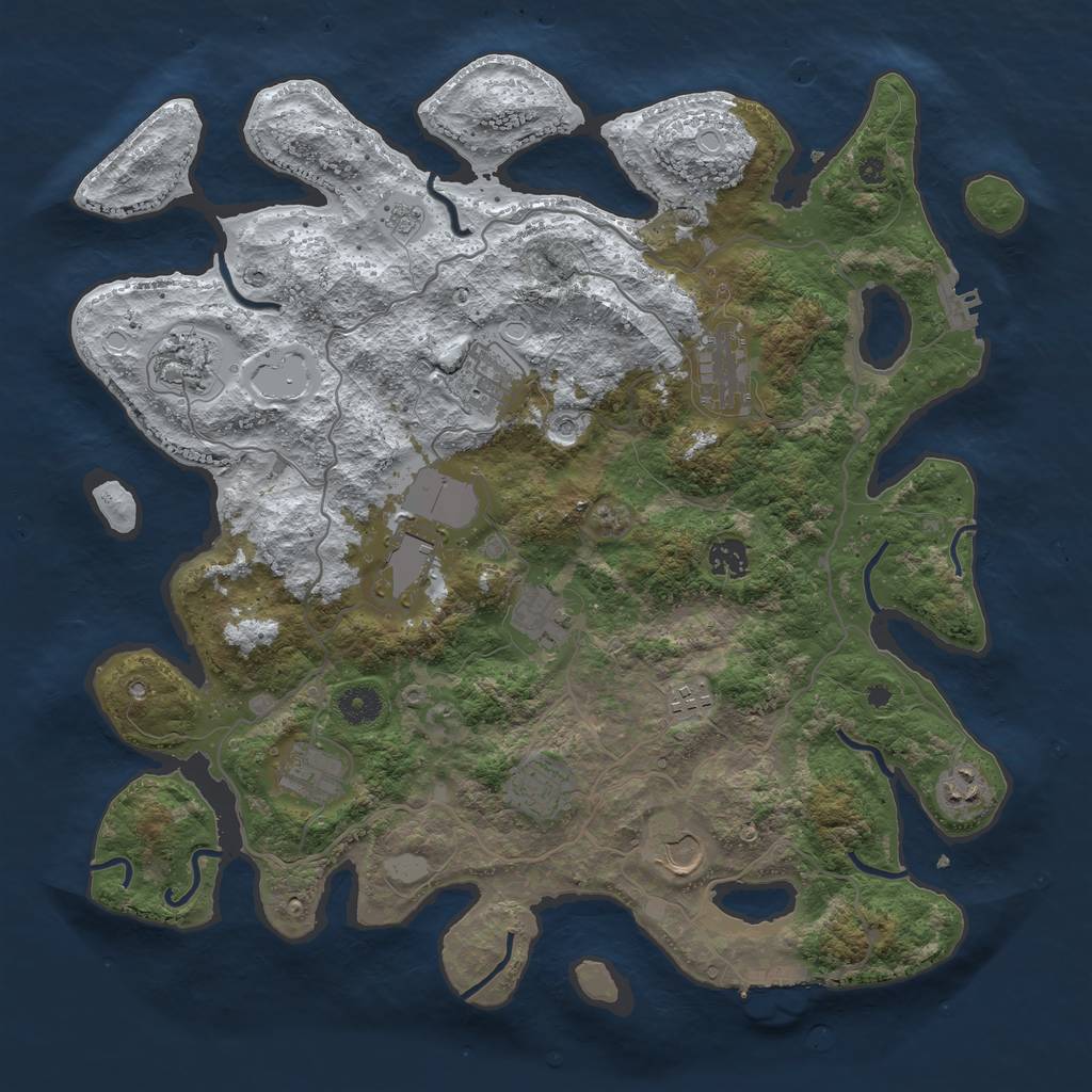 Rust Map: Procedural Map, Size: 4050, Seed: 1761043724, 20 Monuments