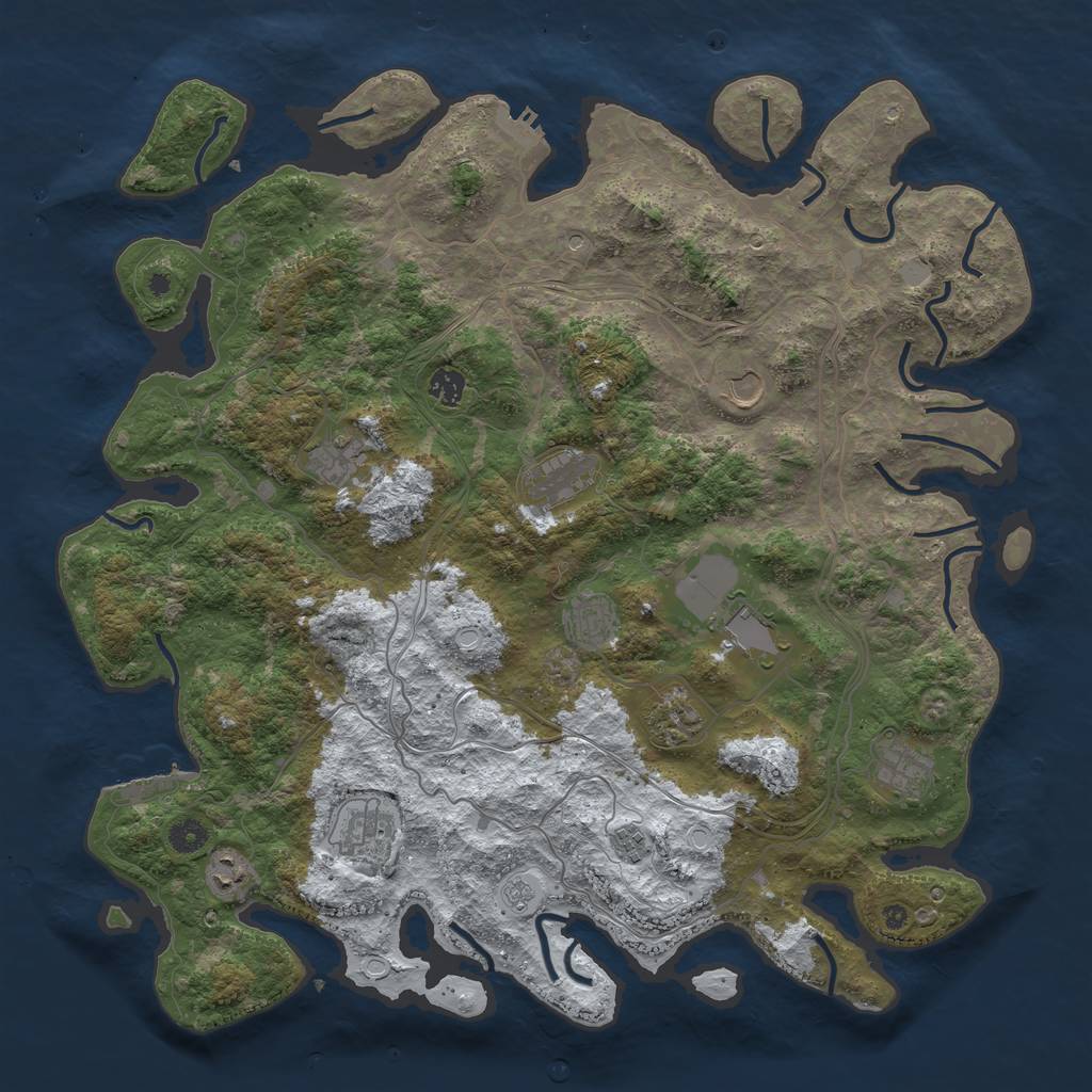 Rust Map: Procedural Map, Size: 4500, Seed: 308661488, 20 Monuments