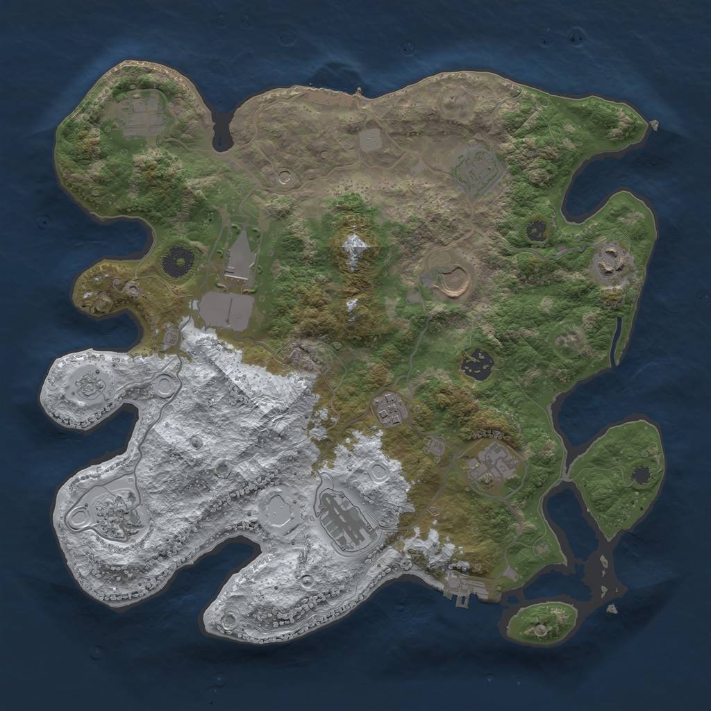 Rust Map: Procedural Map, Size: 3500, Seed: 247807516, 19 Monuments