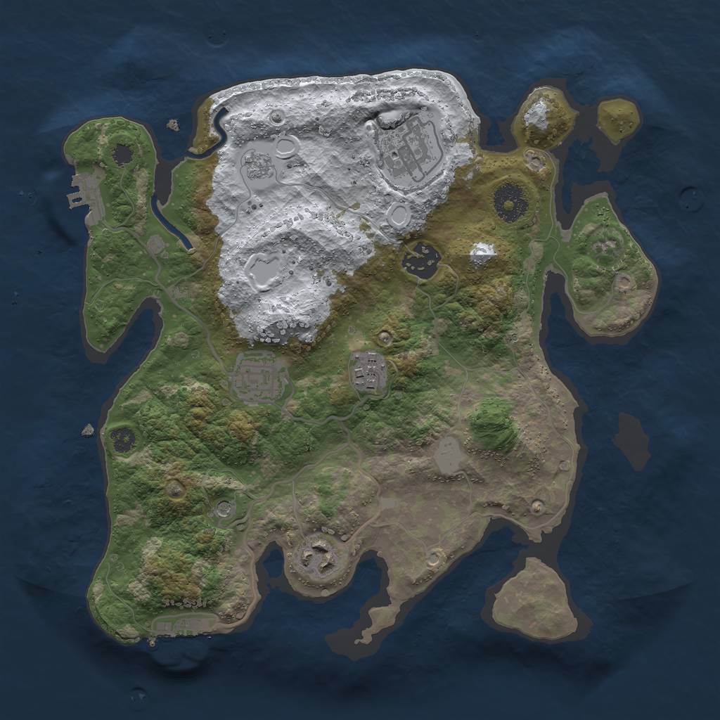 Rust Map: Procedural Map, Size: 3000, Seed: 2146236141, 14 Monuments