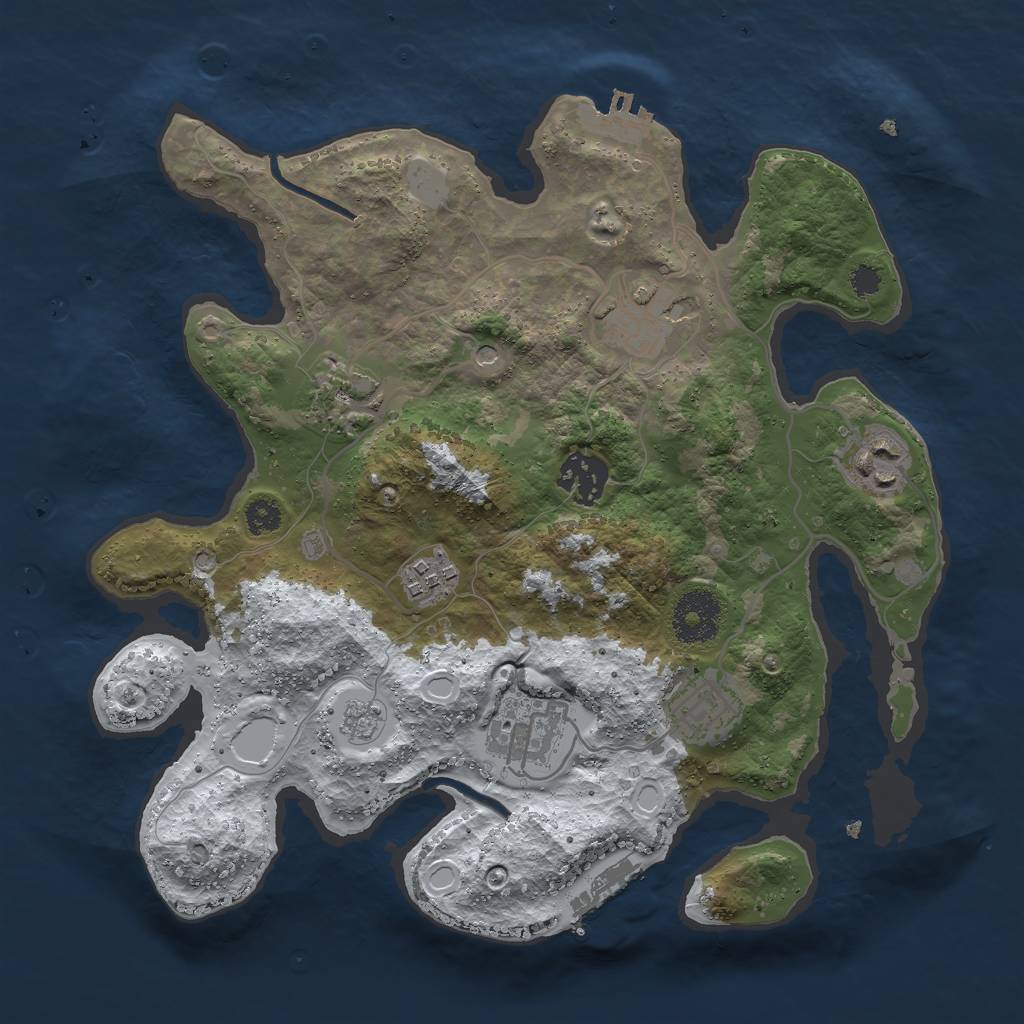 Rust Map: Procedural Map, Size: 3000, Seed: 17682, 16 Monuments