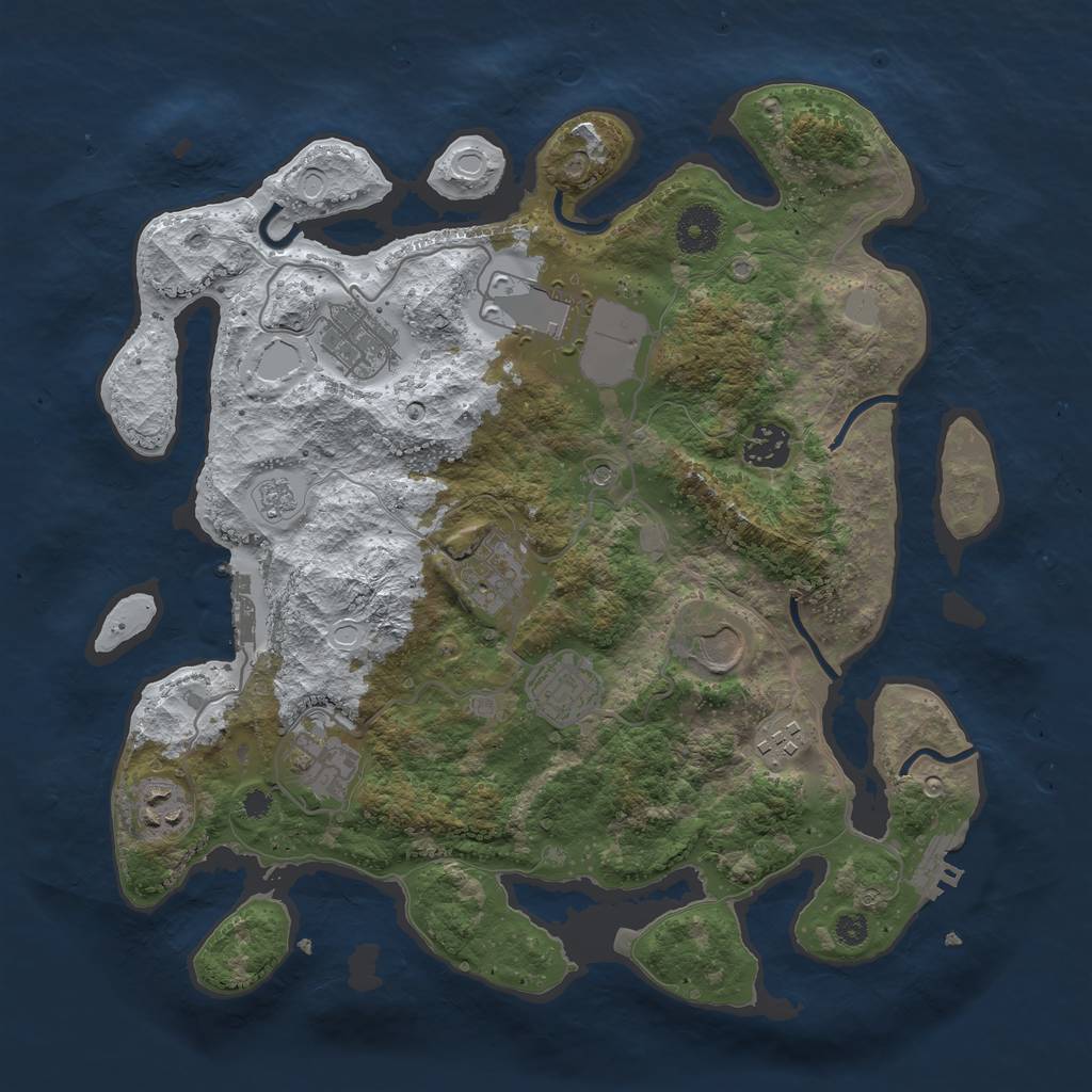Rust Map: Procedural Map, Size: 3500, Seed: 1772643835, 18 Monuments