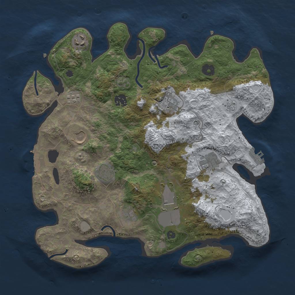 Rust Map: Procedural Map, Size: 3500, Seed: 236495626, 18 Monuments