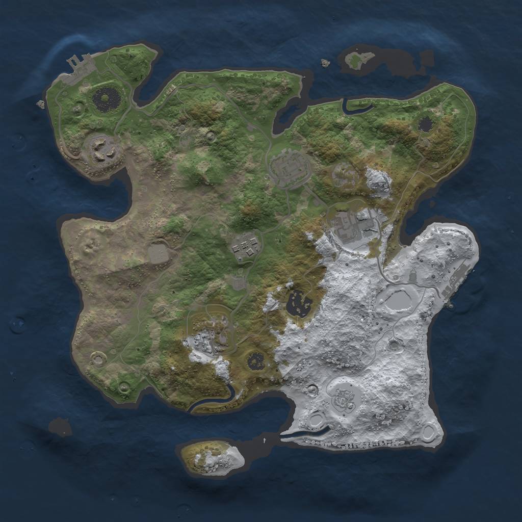 Rust Map: Procedural Map, Size: 3000, Seed: 1398224205, 14 Monuments