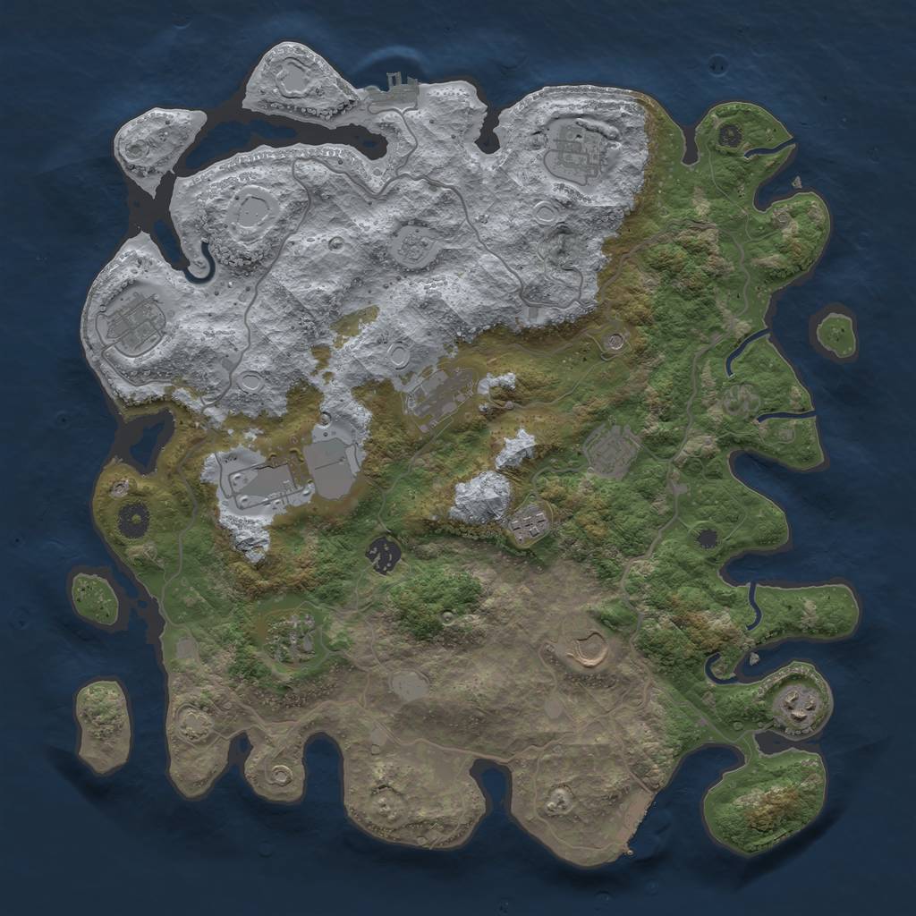 Rust Map: Procedural Map, Size: 4000, Seed: 1050484801, 18 Monuments