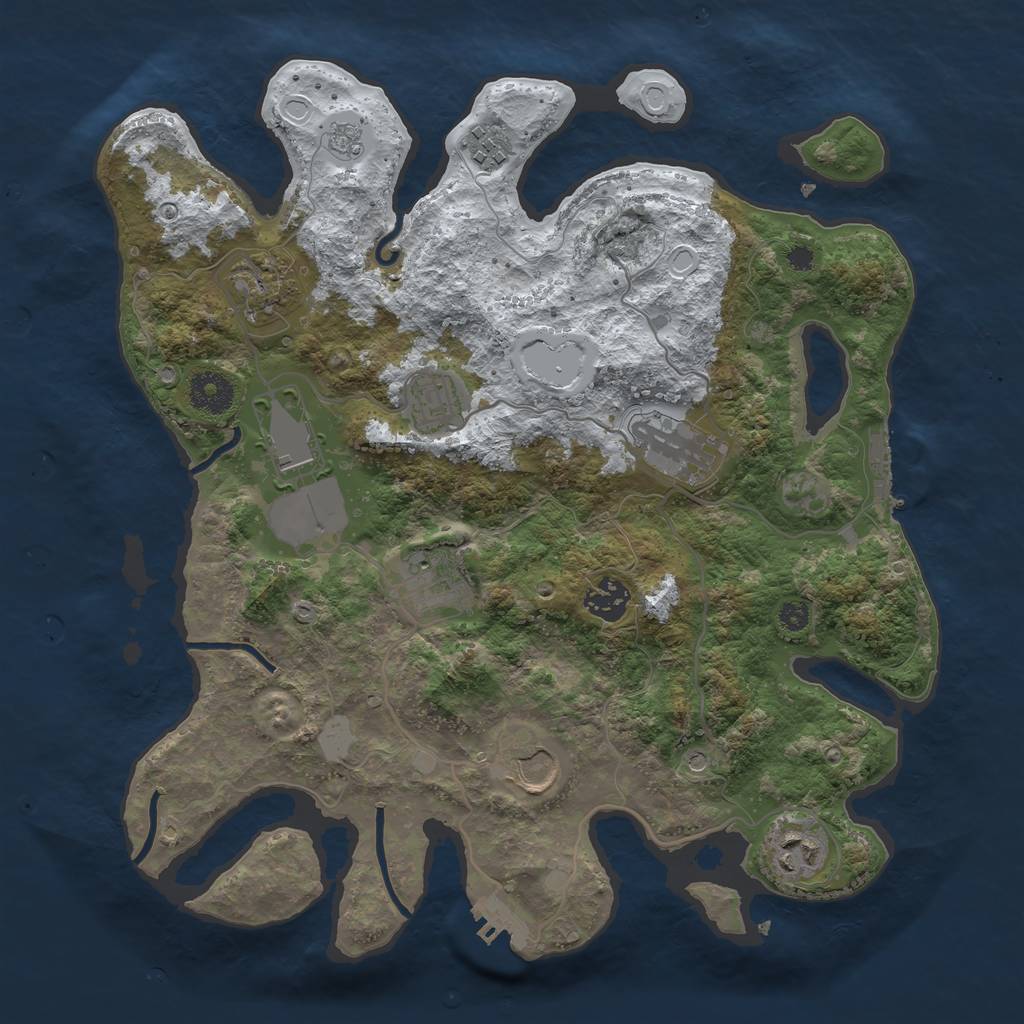 Rust Map: Procedural Map, Size: 3500, Seed: 192347187, 18 Monuments