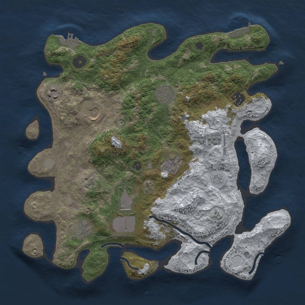 Rust Map: Procedural Map, Size: 3500, Seed: 622957762, 17 Monuments