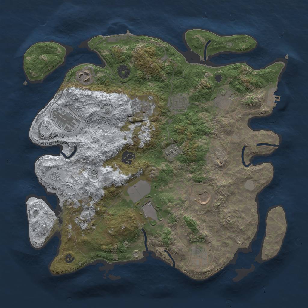 Rust Map: Procedural Map, Size: 3500, Seed: 83815440, 20 Monuments