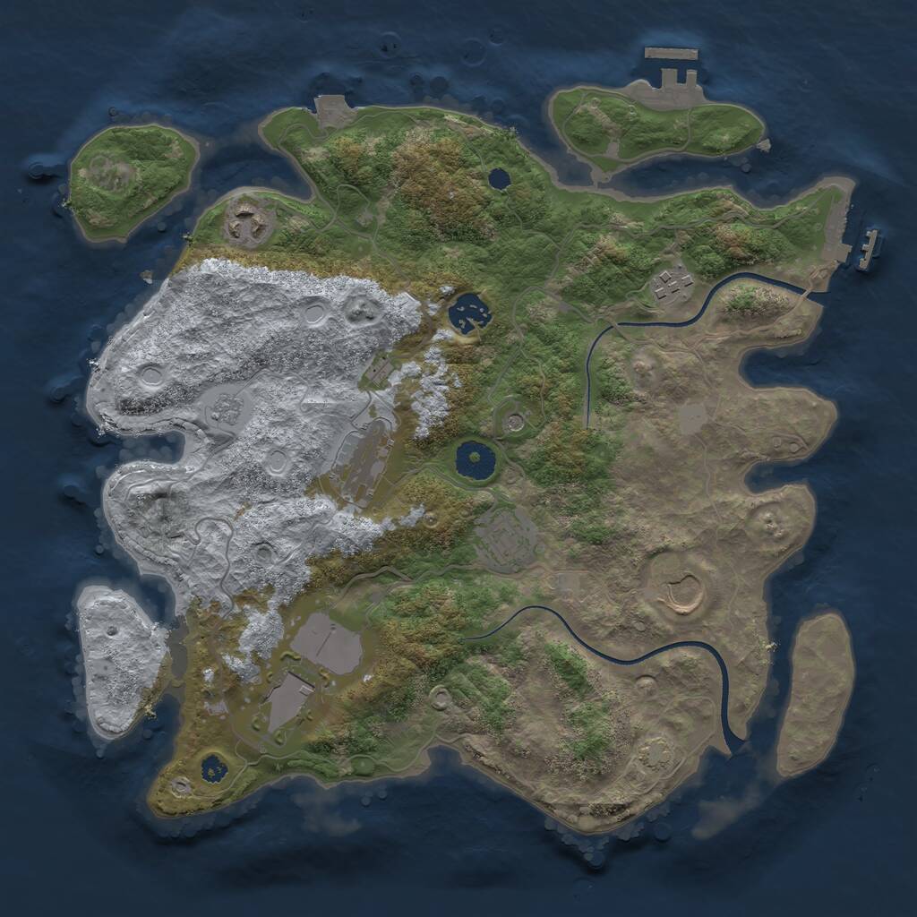 Rust Map: Procedural Map, Size: 3500, Seed: 83815440, 13 Monuments