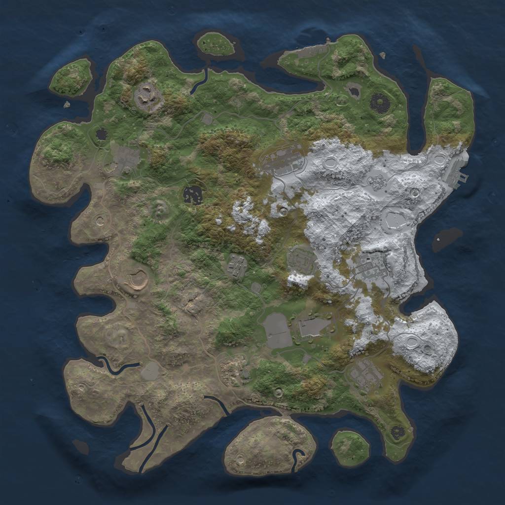 Rust Map: Procedural Map, Size: 3750, Seed: 342467189, 20 Monuments