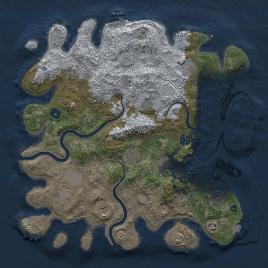 Rust Map: Procedural Map, Size: 3850, Seed: 189114520, 16 Monuments