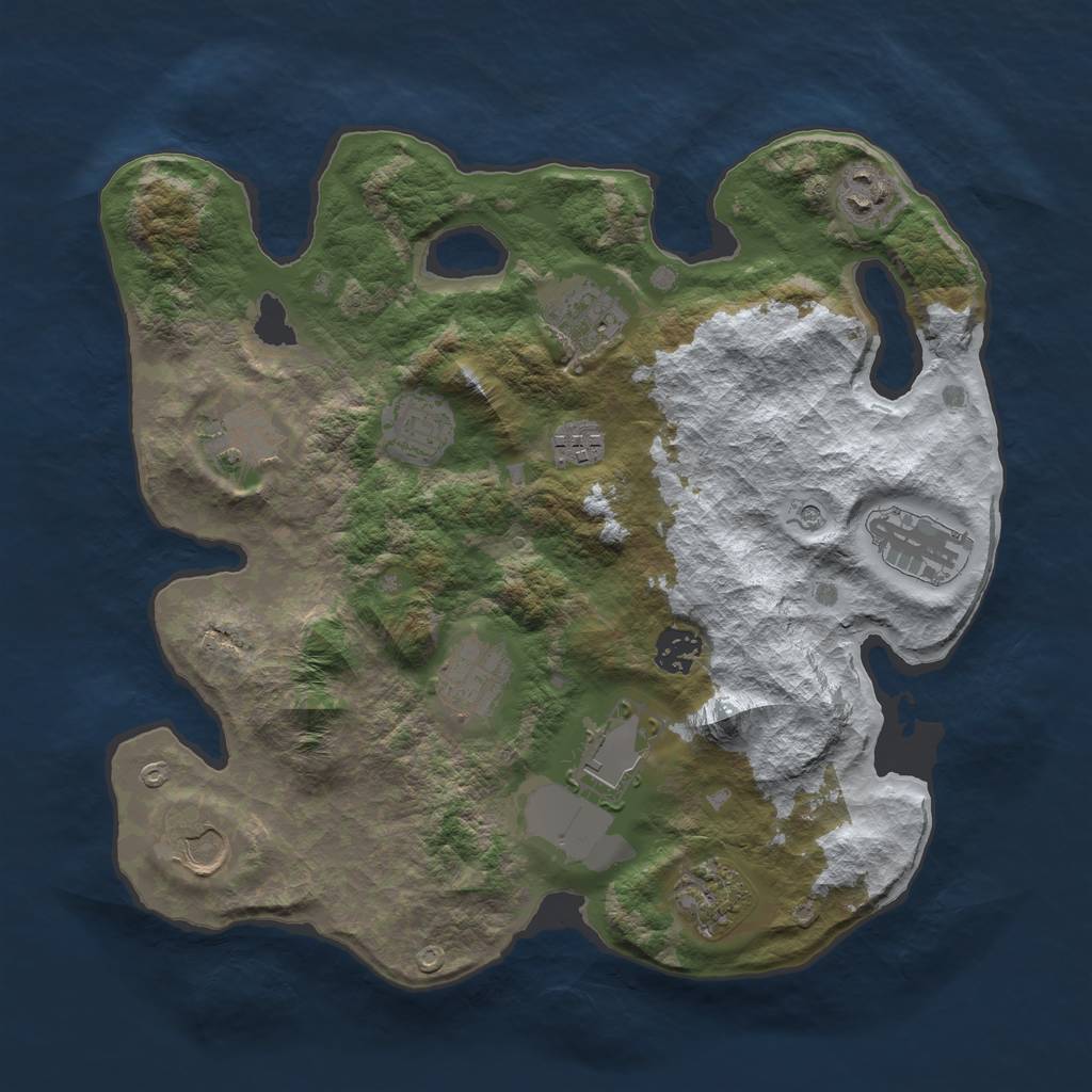Rust Map: Barren, Size: 3500, Seed: 662782175, 14 Monuments