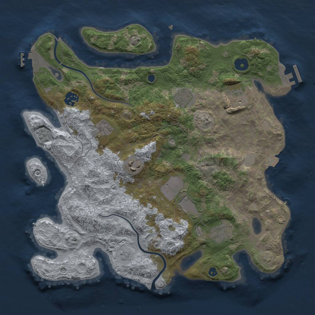 Rust Map: Procedural Map, Size: 3500, Seed: 847244067, 14 Monuments
