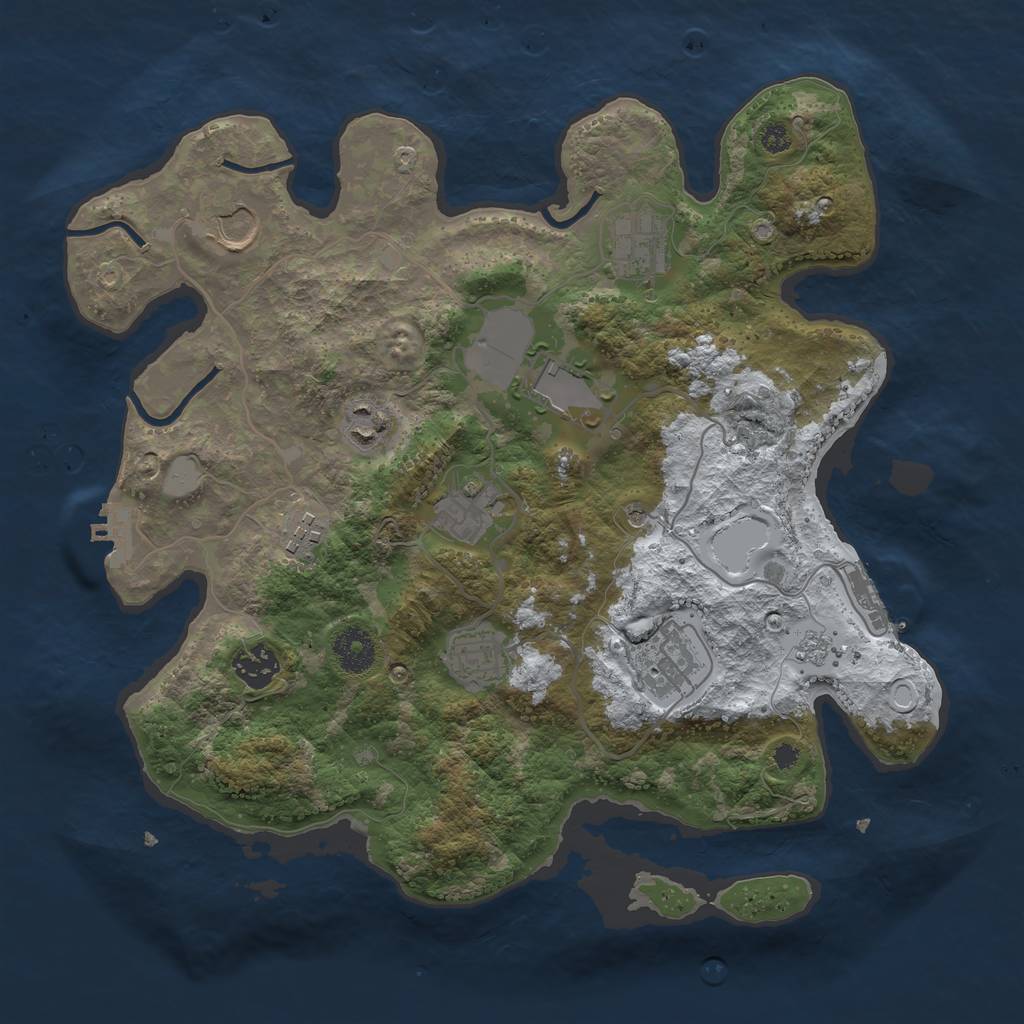 Rust Map: Procedural Map, Size: 3500, Seed: 1378446417, 18 Monuments