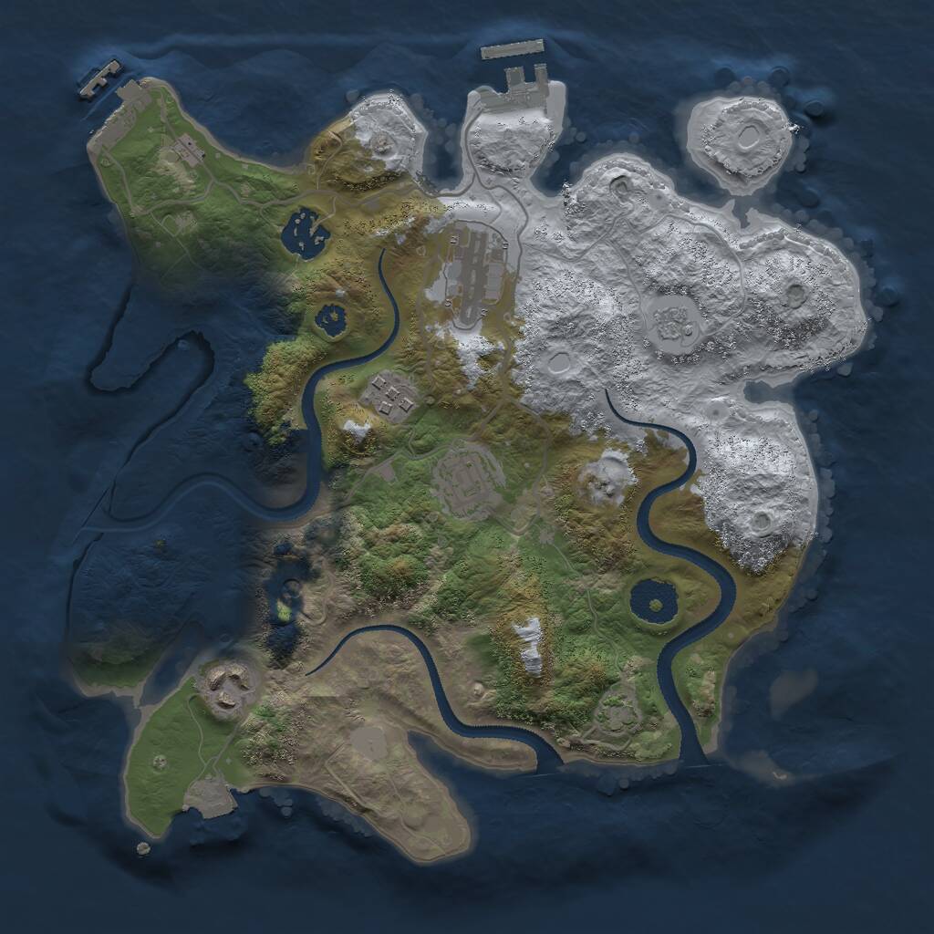 Rust Map: Procedural Map, Size: 3000, Seed: 224302333, 11 Monuments