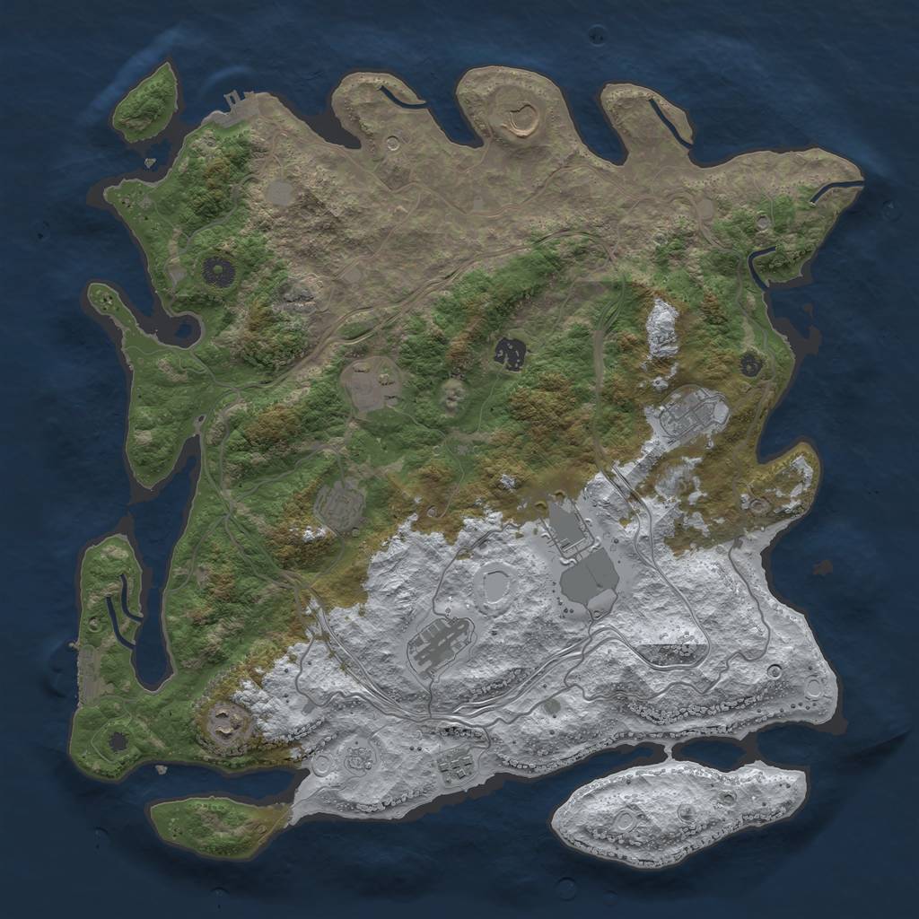 Rust Map: Procedural Map, Size: 4250, Seed: 68544572, 18 Monuments