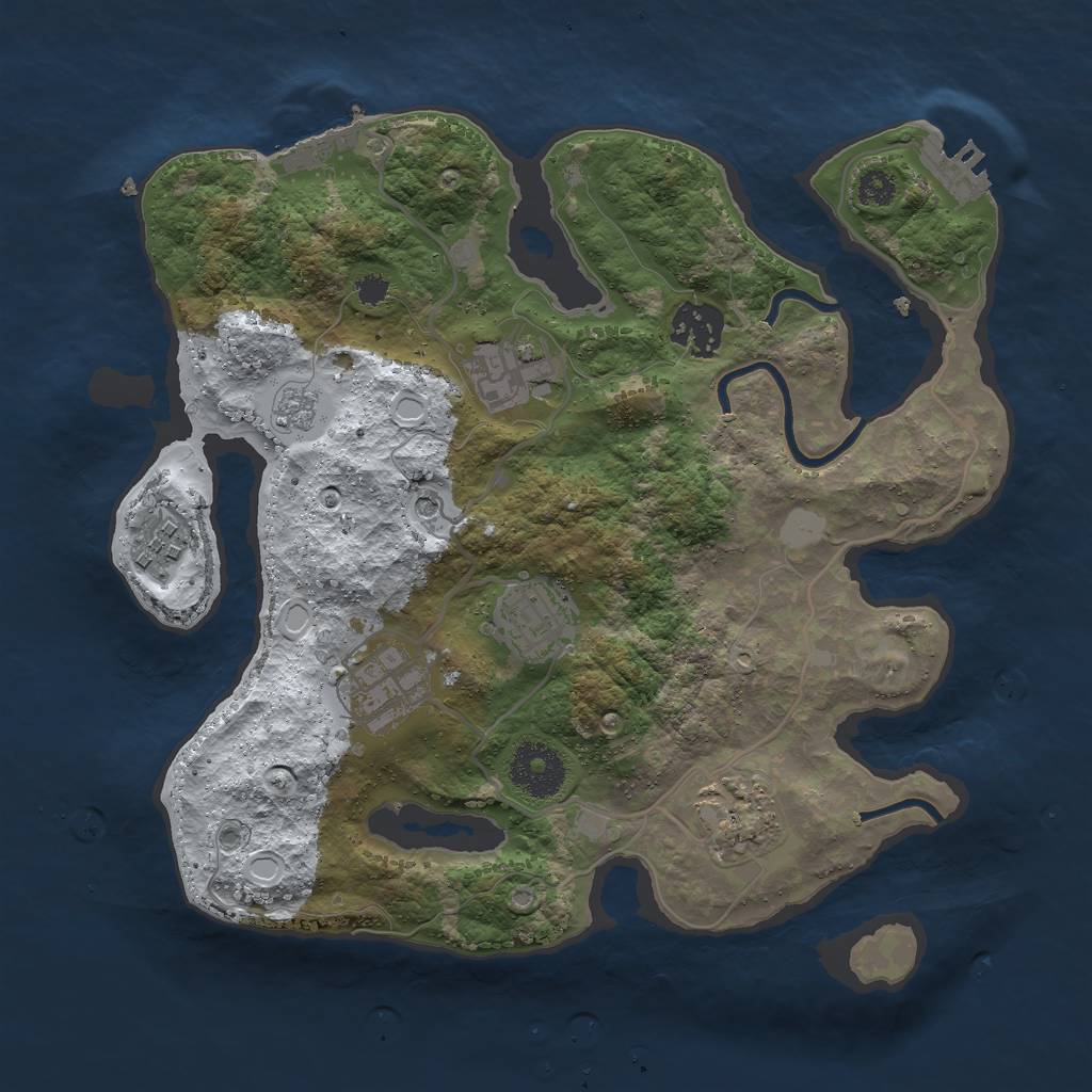 Rust Map: Procedural Map, Size: 3000, Seed: 401819079, 15 Monuments