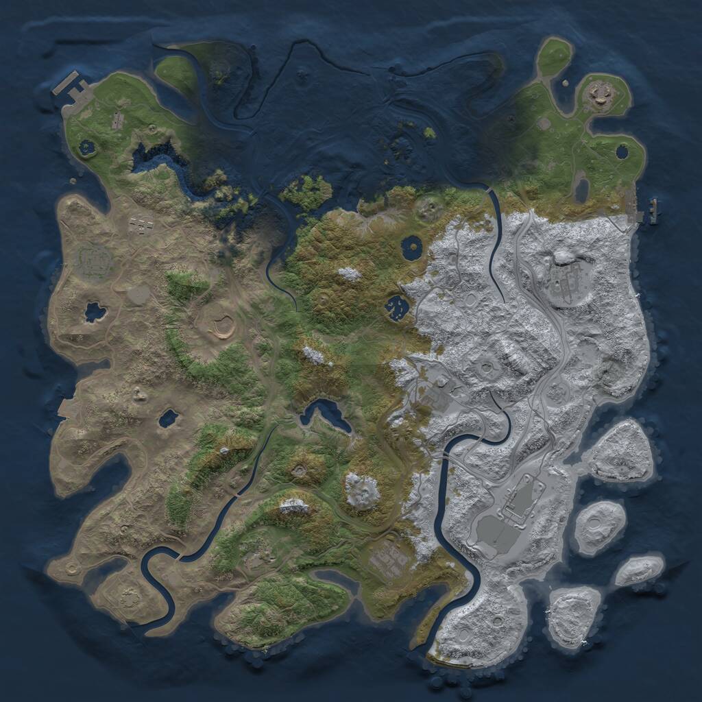 Rust Map: Procedural Map, Size: 4500, Seed: 501202716, 16 Monuments